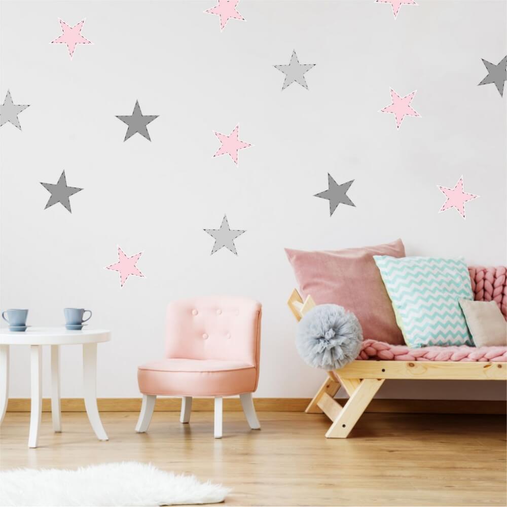 Αυτοκόλλητα τοίχου με ανοιχτό ροζ αστέρι