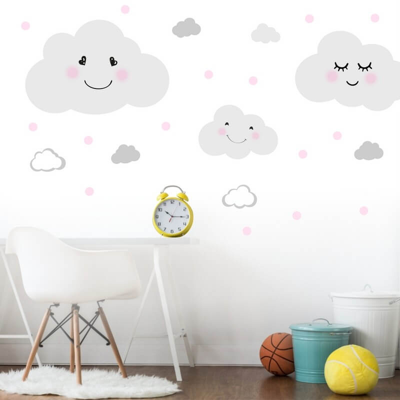 Αυτοκόλλητο τοίχου - Σύννεφα με κουκκίδες