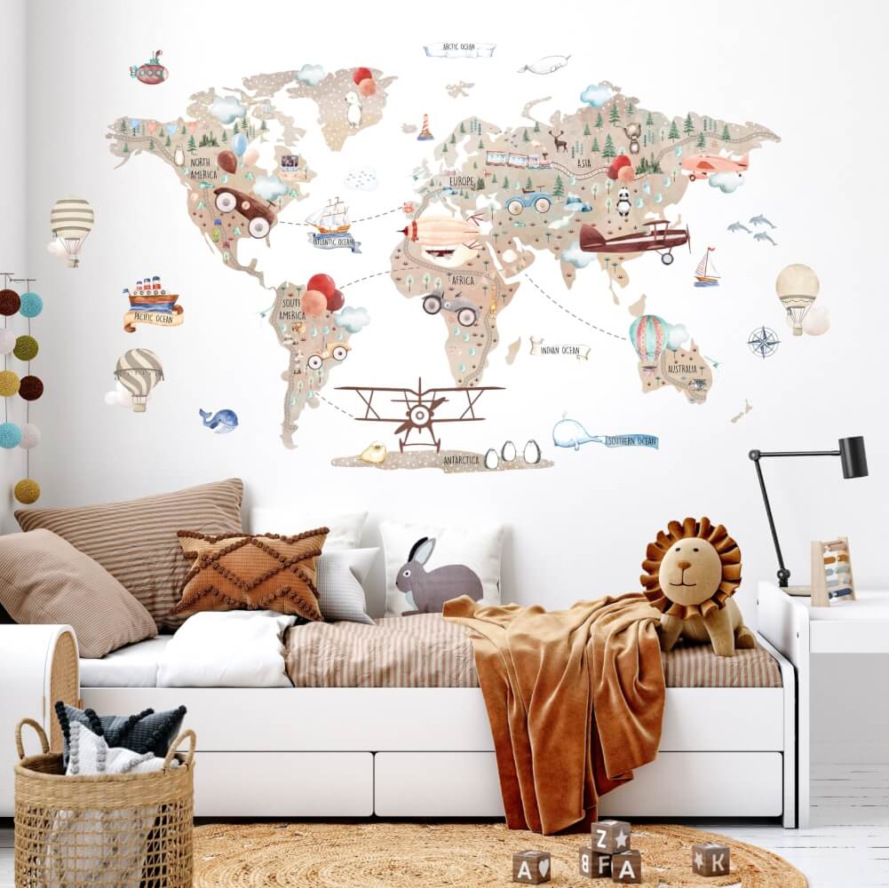 Καφέ παγκόσμιος χάρτης για μικρούς εξερευνητές